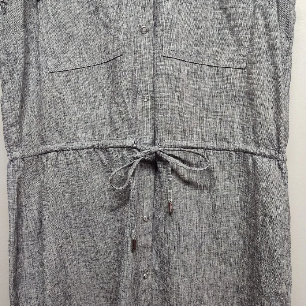 Michael Kors Linen Mini Dress Women M Gray Sleeveless Casual Summer Vacation